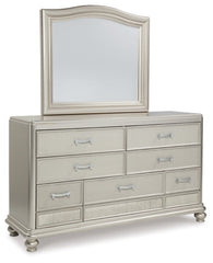 Coralayne King Upholstered Bed with Mirrored Dresser, Chest and Nightstand - PKG007786 - furniture place usa