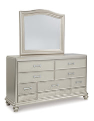 Coralayne California King Upholstered Bed with Mirrored Dresser - PKG010742 - furniture place usa