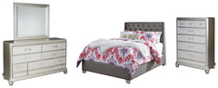 Coralayne Full Upholstered Bed with Mirrored Dresser and Chest - PKG007802 - furniture place usa