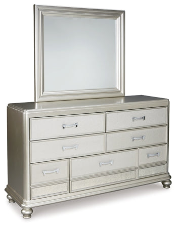Coralayne California King Upholstered Bed with Mirrored Dresser, Chest and Nightstand - PKG007825 - furniture place usa