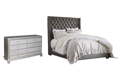 Coralayne King Upholstered Bed with Dresser - furniture place usa