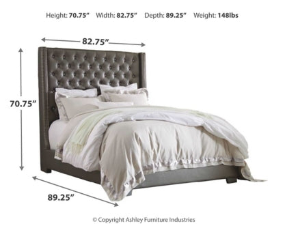 Coralayne King Upholstered Bed with Mirrored Dresser and Chest - PKG007785 - furniture place usa