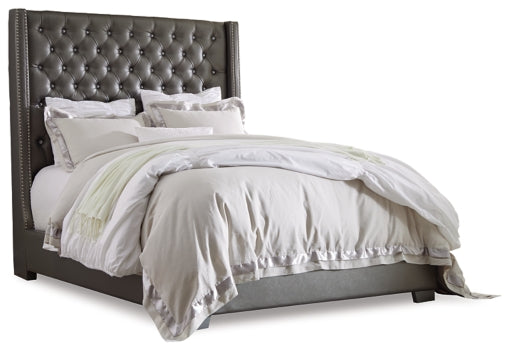 Coralayne California King Upholstered Bed with Mirrored Dresser - PKG007827 - furniture place usa