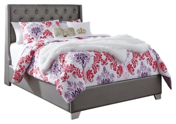 Coralayne Full Upholstered Bed with Mirrored Dresser and Chest - PKG007802 - furniture place usa