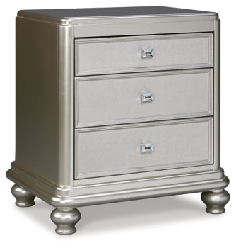 Coralayne Queen Upholstered Bed with Mirrored Dresser, Chest and Nightstand - PKG007775 - furniture place usa