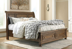Flynnter Queen Sleigh Bed with 2 Storage Drawers - furniture place usa