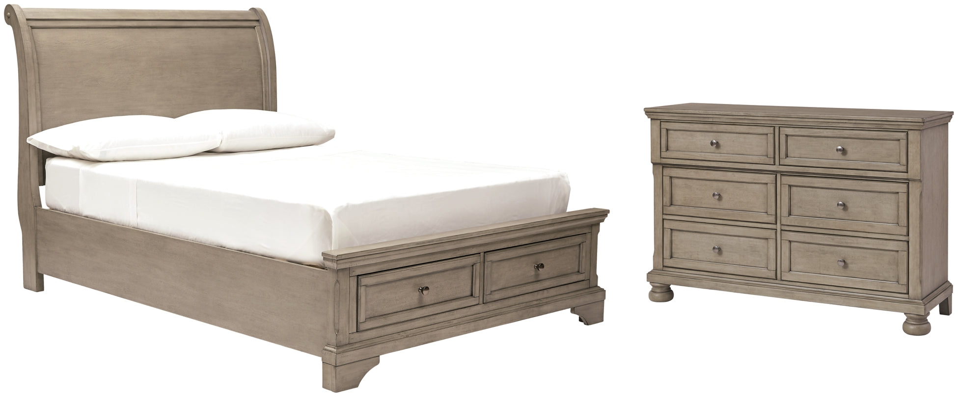 Lettner Full Sleigh Bed with Dresser - furniture place usa