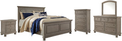 Lettner California King Panel Bed with Mirrored Dresser, Chest and Nightstand - furniture place usa