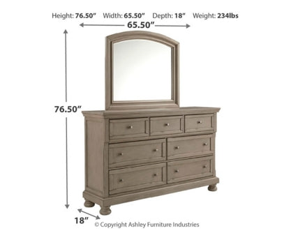 Lettner King Panel Bed with Mirrored Dresser, Chest and 2 Nightstands - furniture place usa