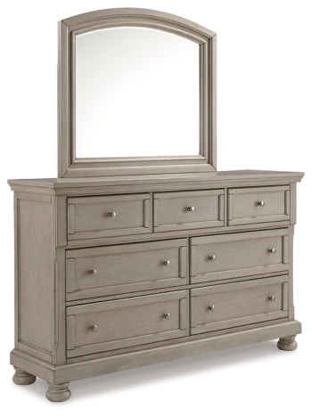 Lettner King Panel Bed with Mirrored Dresser, Chest and Nightstand - furniture place usa