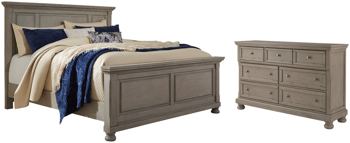 Lettner King Panel Bed with Dresser - furniture place usa
