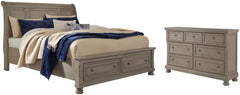 Lettner California King Sleigh Bed with Dresser - furniture place usa