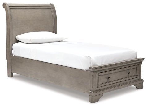 Lettner Twin Sleigh Bed with Mirrored Dresser and Chest - furniture place usa