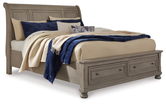 Lettner King Sleigh Bed with 2 Storage Drawers with Dresser - furniture place usa