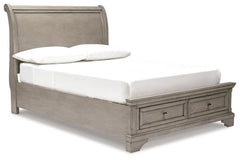 Lettner Full Sleigh Bed with Mirrored Dresser - furniture place usa