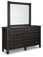 Baylow Queen Panel Bed with 4 Storage Drawers with Mirrored Dresser, Chest and 2 Nightstands - furniture place usa