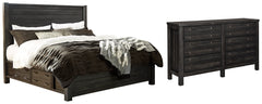 Baylow Queen Panel Bed with 4 Storage Drawers with Dresser - furniture place usa