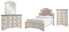 Realyn Full Panel Bed with Mirrored Dresser and Chest - furniture place usa