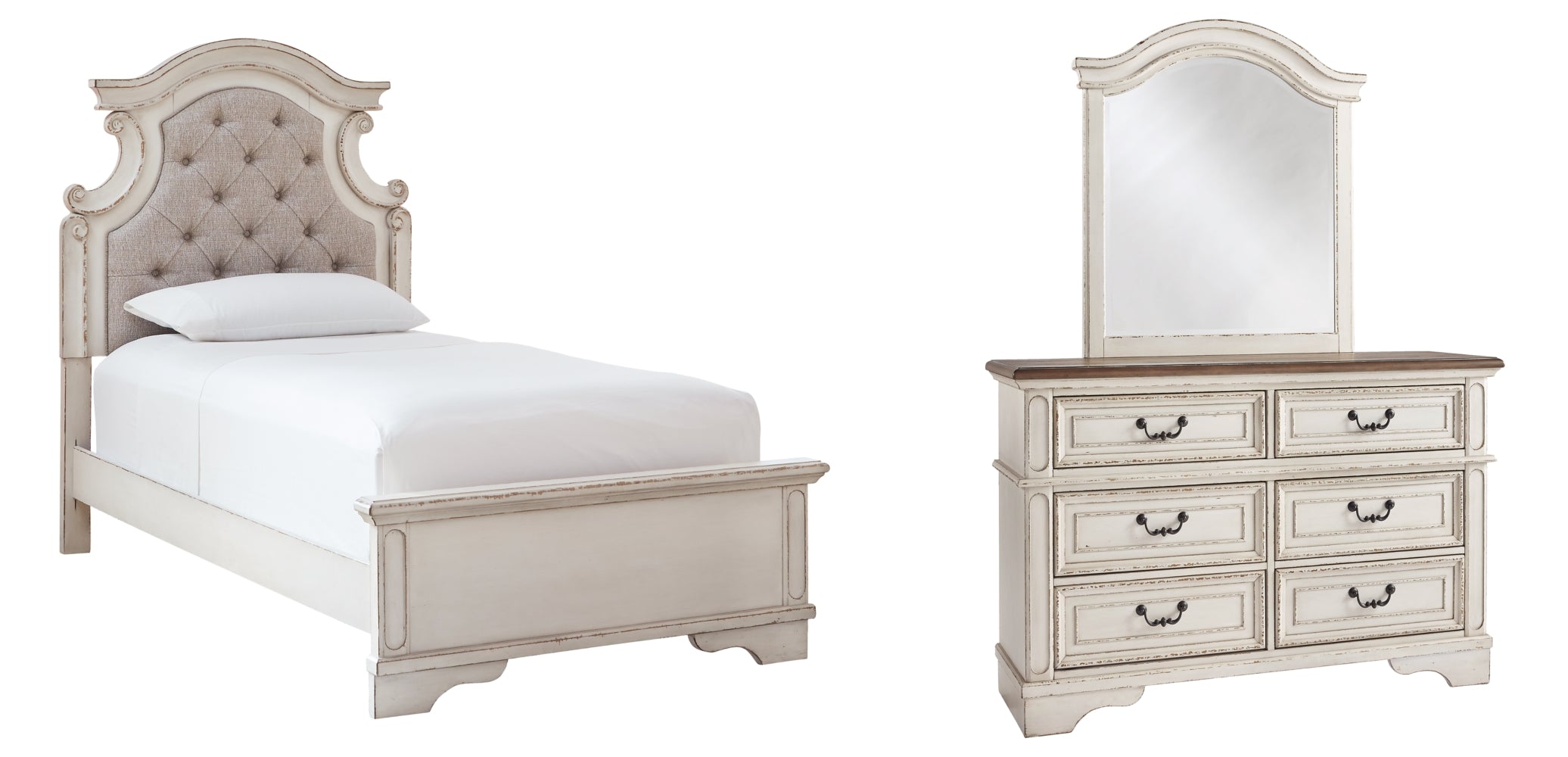 Realyn Twin Panel Bed with Mirrored Dresser - furniture place usa