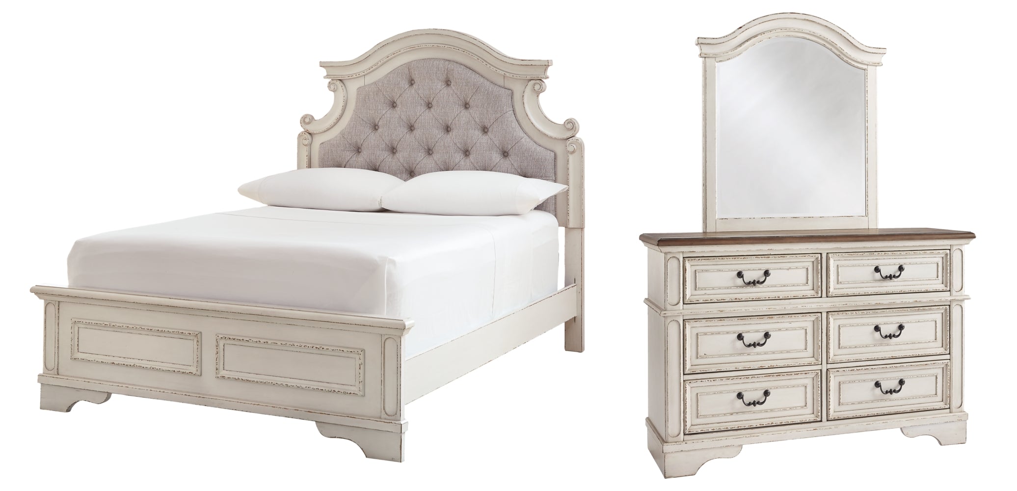 Realyn Full Panel Bed with Mirrored Dresser - furniture place usa