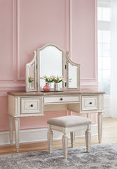 Realyn Vanity and Mirror with Stool - furniture place usa