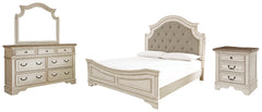 Realyn King Upholstered Panel Bed with Mirrored Dresser and Nightstand - furniture place usa