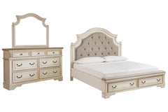 Realyn King Upholstered Bed with Mirrored Dresser - furniture place usa