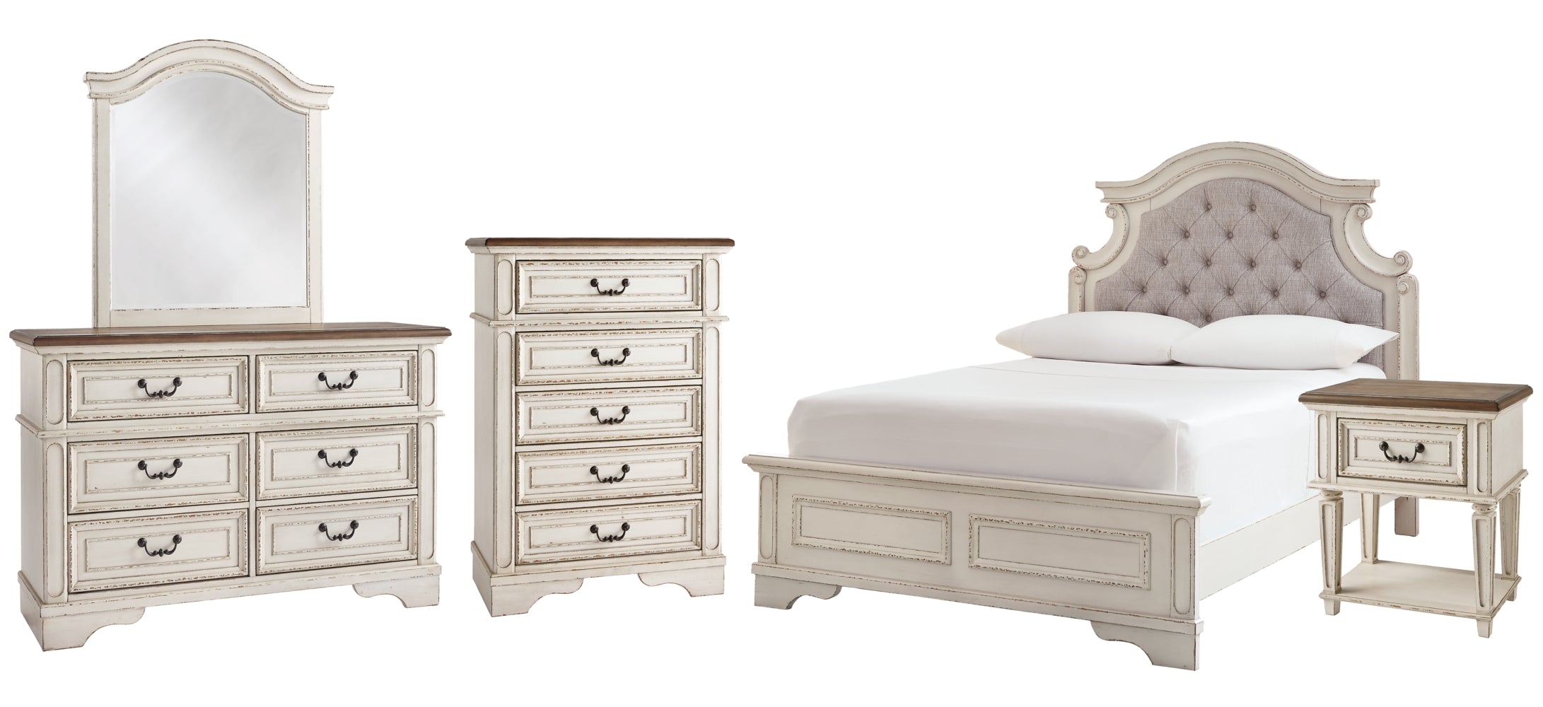 Realyn Full Panel Bed with Mirrored Dresser, Chest and Nightstand - furniture place usa