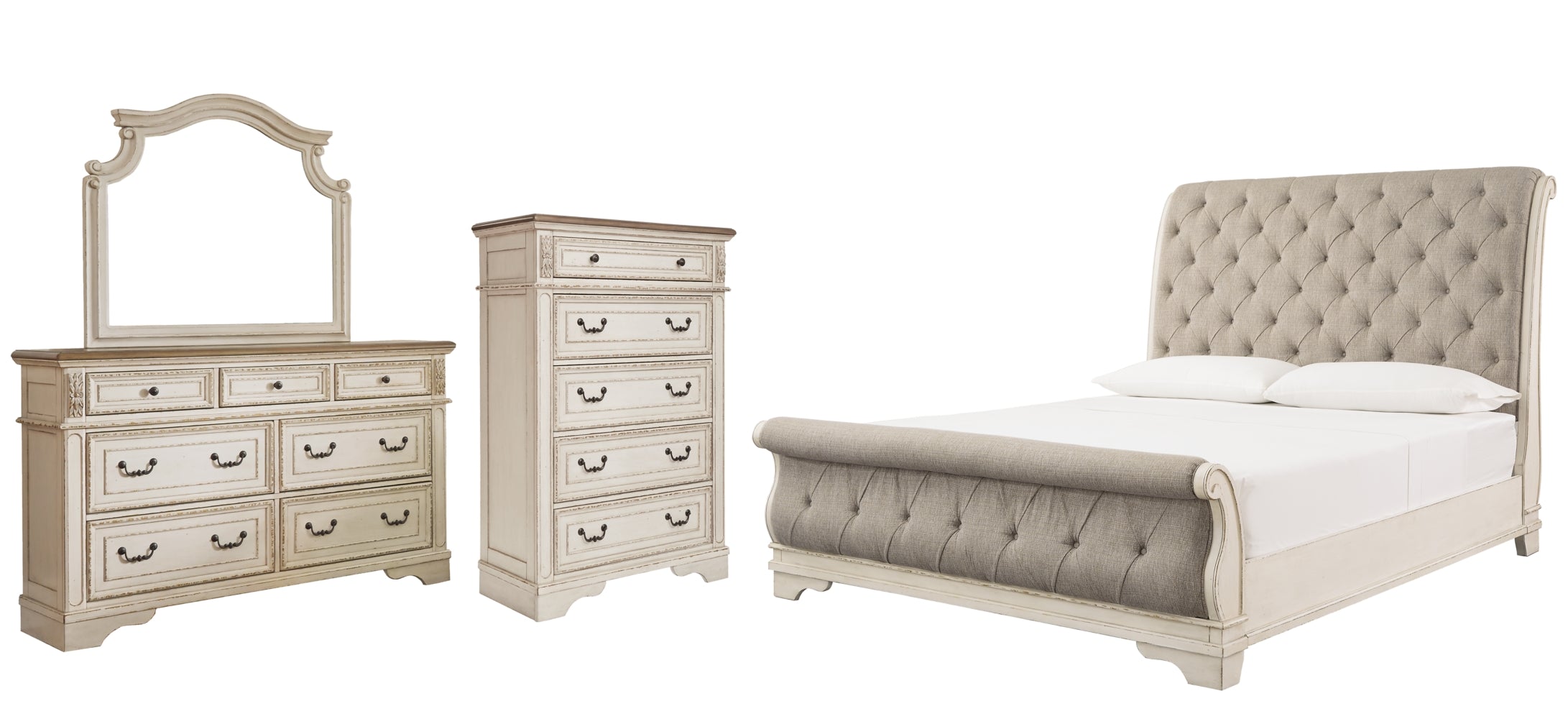 Realyn Queen Sleigh Bed with Mirrored Dresser and 2 Nightstands - PKG006670 - furniture place usa