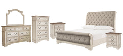 Realyn Queen Sleigh Bed with Mirrored Dresser, Chest and 2 Nightstands - furniture place usa