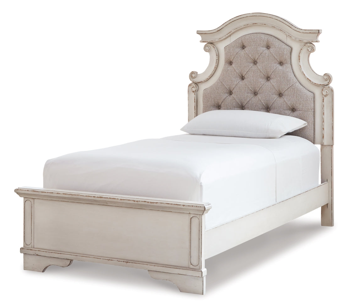 Realyn Twin Panel Bed with Mirrored Dresser and Chest - furniture place usa