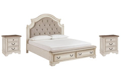 Realyn Queen Upholstered Bed with 2 Nightstands - furniture place usa