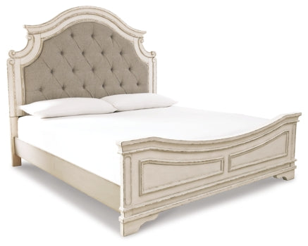 Realyn California King Upholstered Panel Bed with Mirrored Dresser - furniture place usa