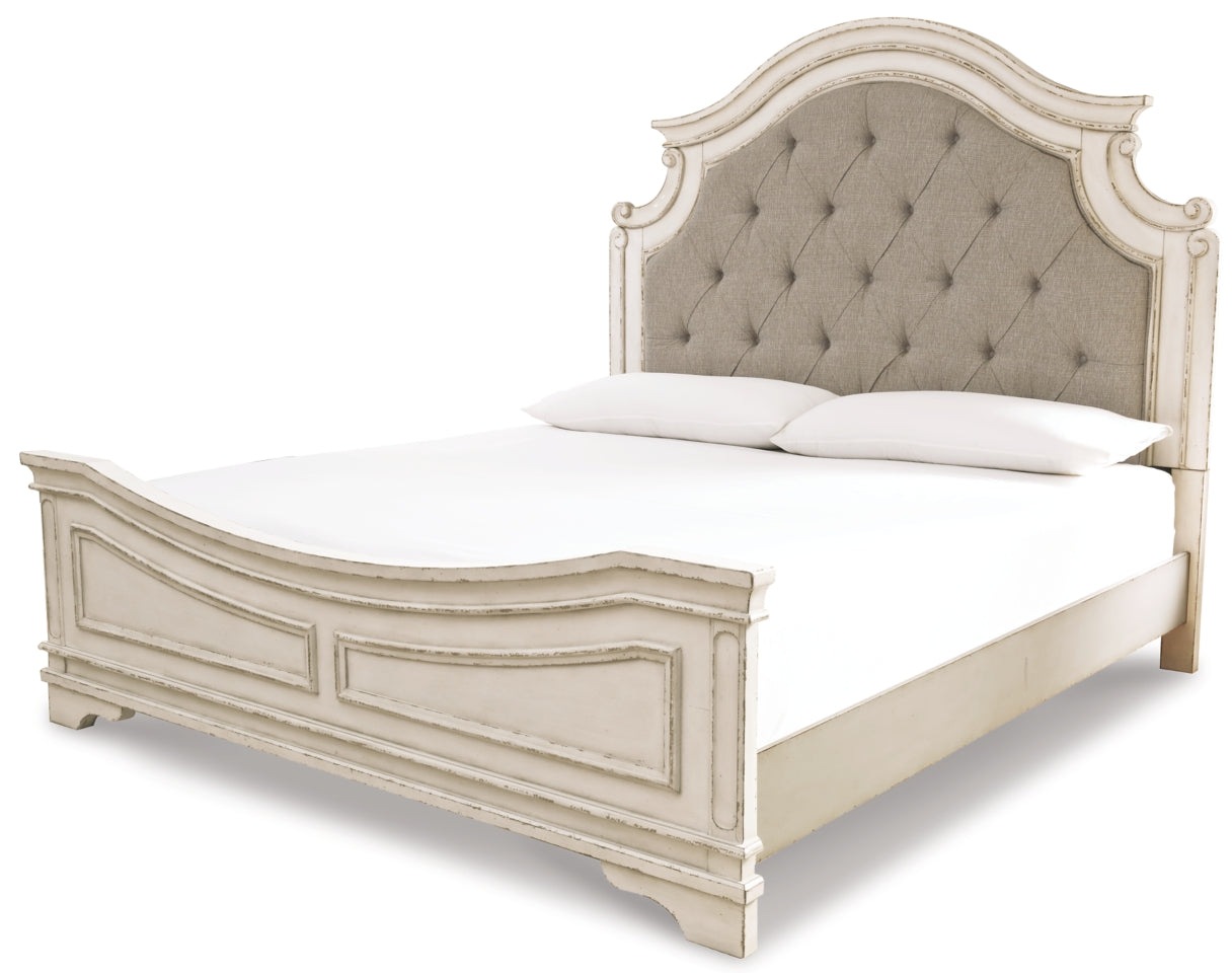 Realyn California King Upholstered Panel Bed with Dresser - furniture place usa