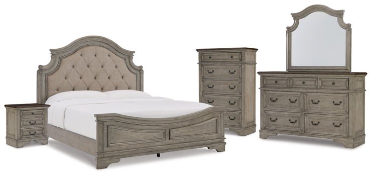 Lodenbay California King Panel Bed with Mirrored Dresser, Chest and Nightstand - furniture place usa
