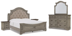 Lodenbay California King Panel Bed with Mirrored Dresser and 2 Nightstands - furniture place usa