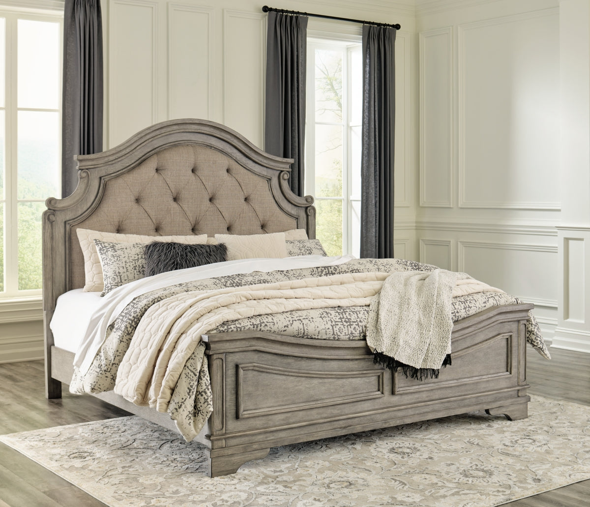 Lodenbay California King Panel Bed with Mirrored Dresser and Chest - furniture place usa