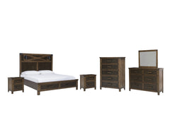 Wyattfield Queen Panel Bed with Storage with Mirrored Dresser, Chest and 2 Nightstands - furniture place usa