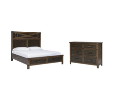Wyattfield Queen Panel Bed with Storage with Dresser - furniture place usa