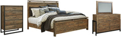 Sommerford Queen Panel Bed with Mirrored Dresser and Chest - furniture place usa