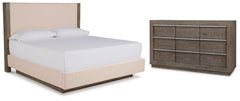 Anibecca Queen Upholstered Panel Bed with Dresser - furniture place usa