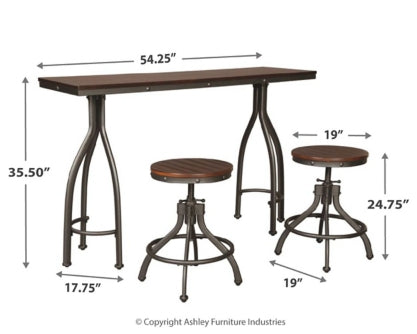 Odium Counter Height Dining Table and Bar Stools (Set of 3) - furniture place usa