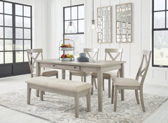 Parellen Dining Table and 4 Chairs and Bench - furniture place usa
