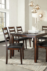 Coviar Dining Table and Chairs with Bench (Set of 6) - furniture place usa