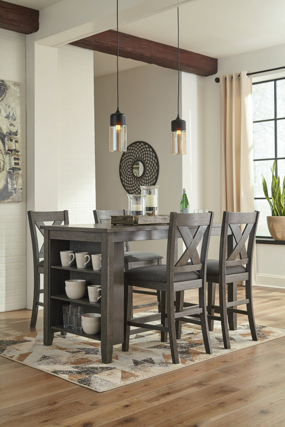 Caitbrook Counter Height Dining Table and 4 Barstools - PKG001967 - furniture place usa