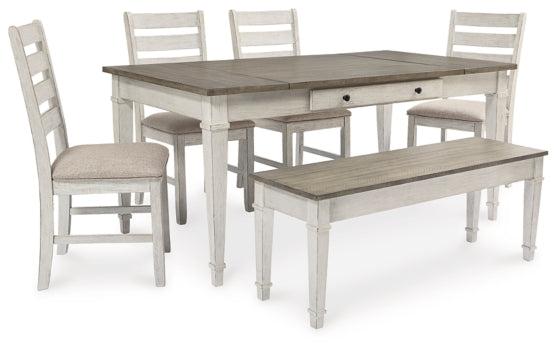 Skempton Dining Table and 4 Chairs and Bench - furniture place usa