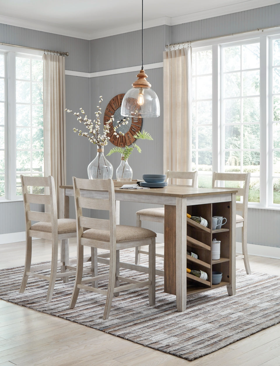 Skempton Counter Height Dining Table and 4 Barstools - PKG001971 - furniture place usa