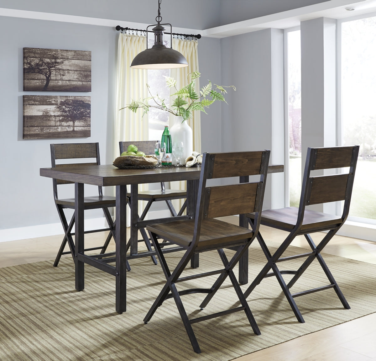Kavara Counter Height Dining Table and 4 Barstools - furniture place usa