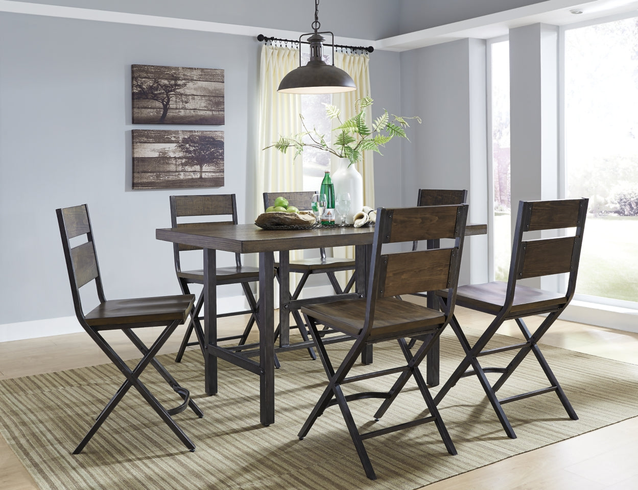 Kavara Counter Height Dining Table and 6 Barstools - furniture place usa