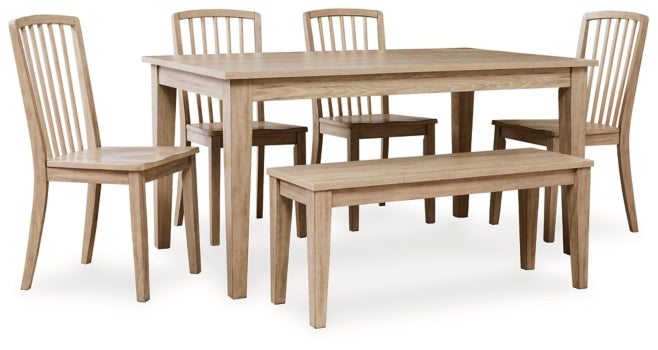 Gleanville Dining Table and 4 Chairs and Bench - furniture place usa
